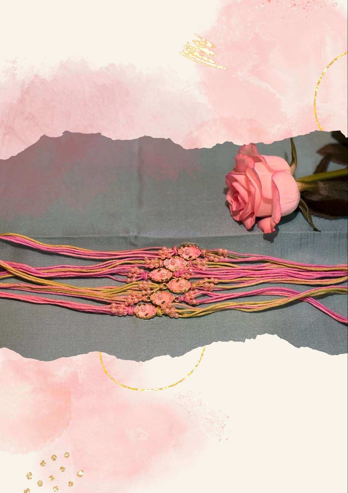 Blush Pearl Thread Rakhi